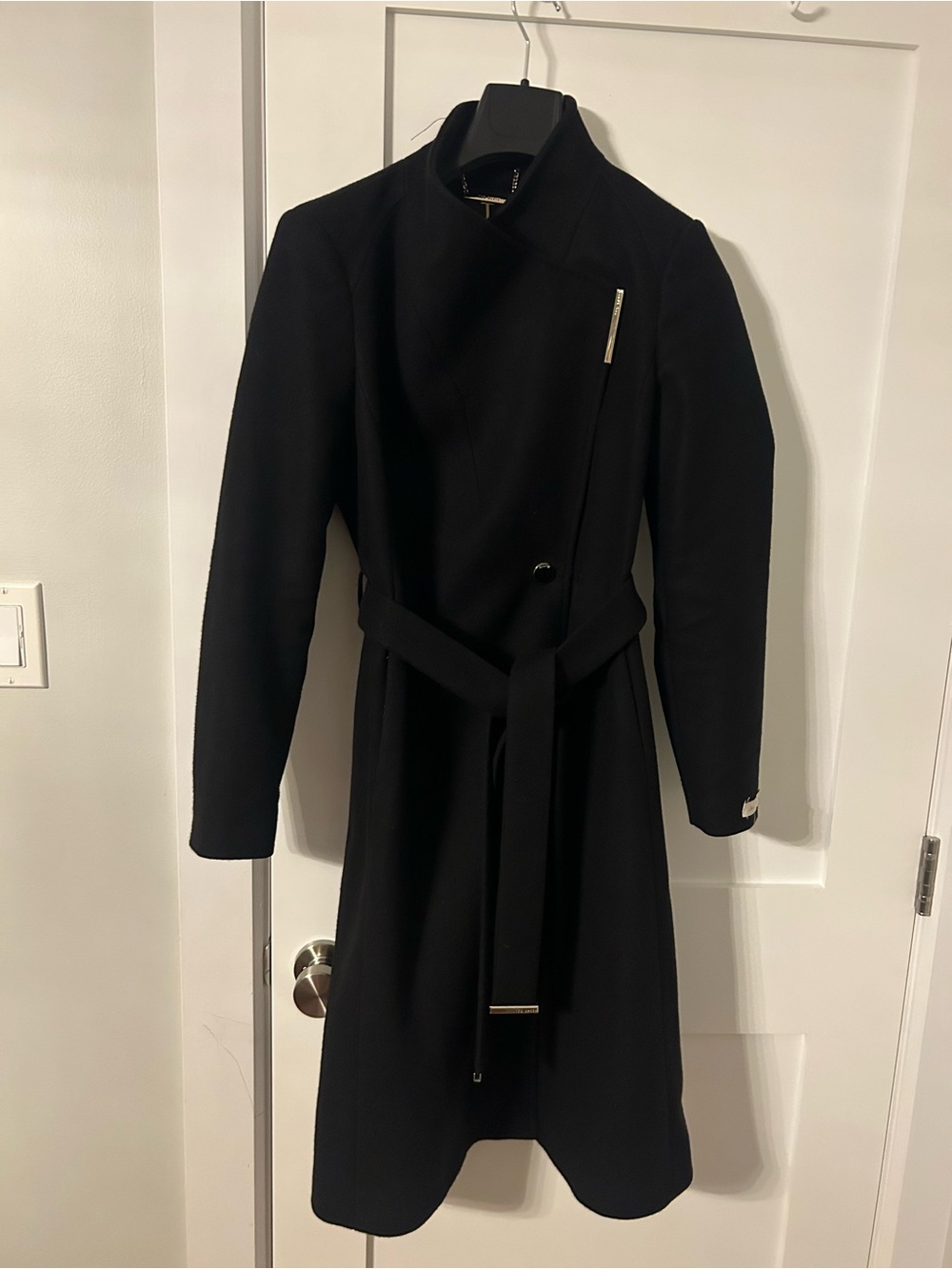 Ted Baker Black Long Wool Coar with Belt